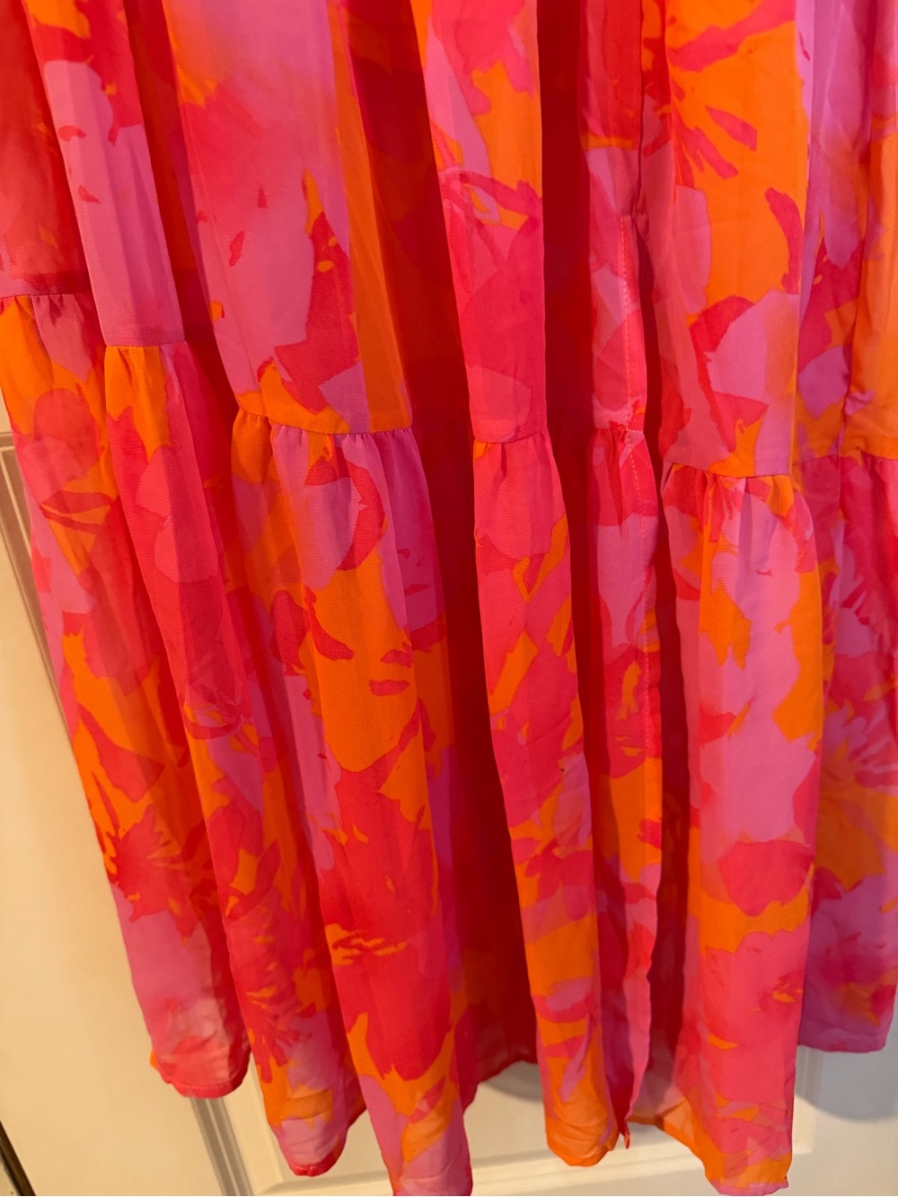 Hailey & co tangerine Vibrant Pink & Orange Floral Maxi Dress S rayon garden - Picture 3 of 10